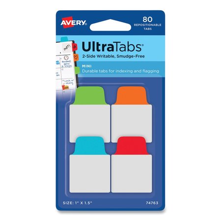 AVERY DENNISON Ultra Tab, Assorted, Pk80 74763